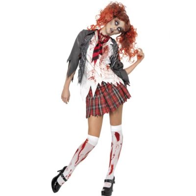 Smiffys Halloween verkleedkleding - Zombie schoolmeisje kostuum - Dames