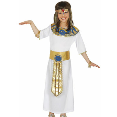Fiestas Guirca Verkleed kostuum - Egyptische prinses - kinderen - wit/goud - 3-delig - Carnaval