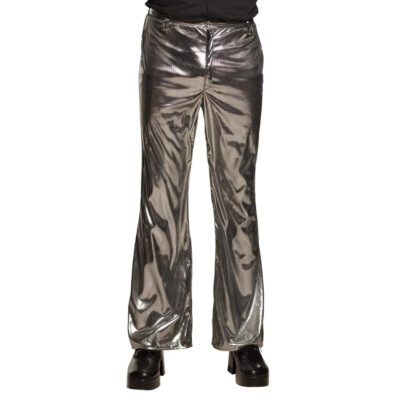 Disco broek - zilver - heren - carnaval - disco thema - disco kleding - glimmend