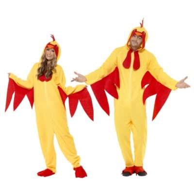 Kip/haan kostuum onesie - geel - voor volwassenen - jumpsuit - dierenpak
